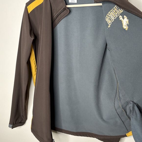 Wyoming Cowboys Russell Jacket Mens Small Brown Gold Full Zip Fleece Lined - Picture 10 of 11